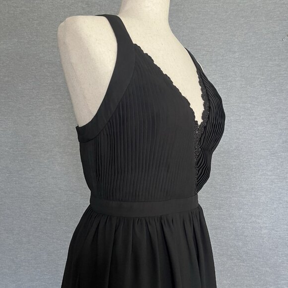 Fame and Partners Black Plunge Neck Dress Size 4 Thigh High Slit Formal Maxi NWT - Picture 7 of 16